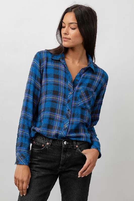 BRADY SHIRT - COBALT BLACK CITRUS Chenille Brocade Lace