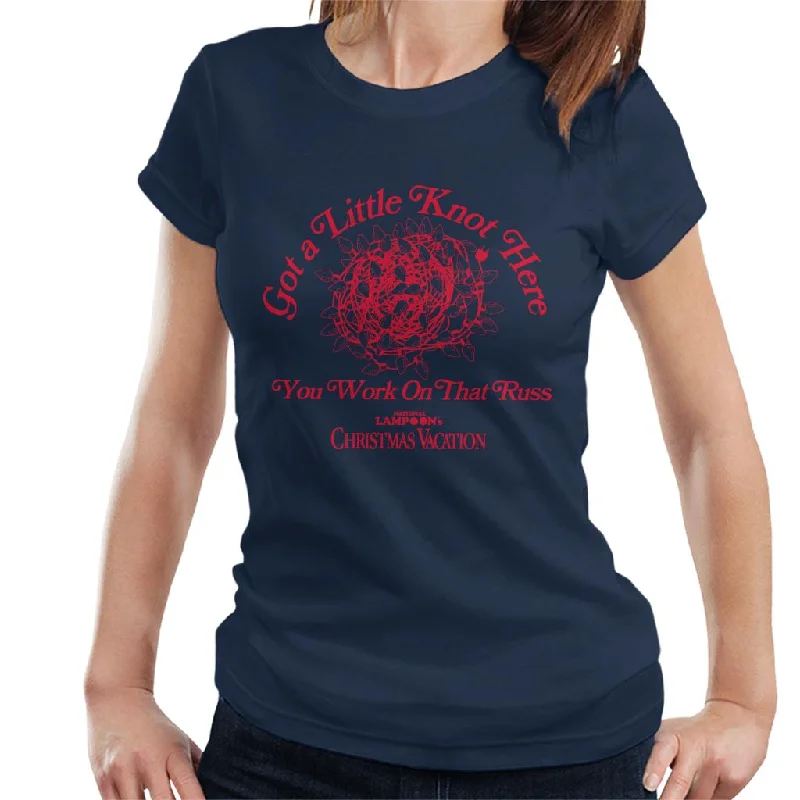 National Lampoon’s Christmas Vacation Knotted Lights Women's T-Shirt V-Neck T-Shirt Long Sleeve Cotton