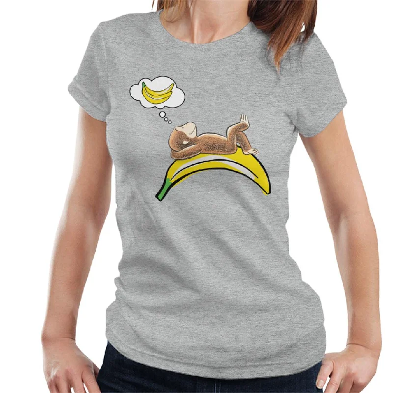 Curious George Dreaming Of Bananas Women's T-Shirt Modern Contemporary Chic