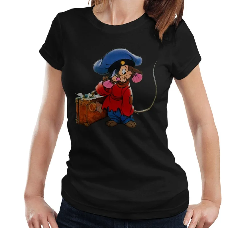 An American Tail Fievel Mousekewitz And Suitcase Women's T-Shirt Spandex Blend Rayon Blend Denim Blend