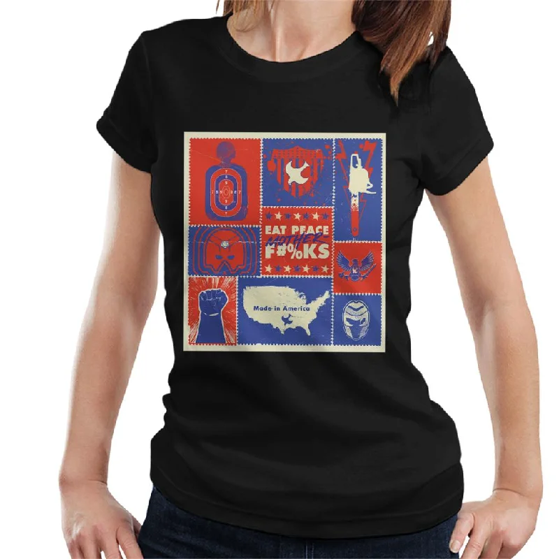 Peacemaker Emblem Montage Made In America Women's T-Shirt Print Jacquard Patchwork
