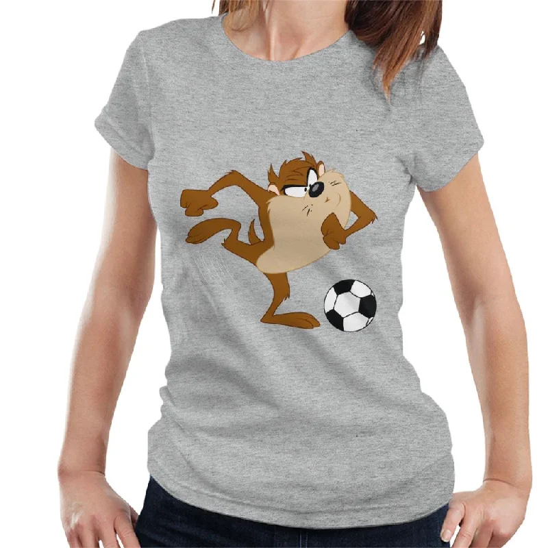 Looney Tunes Football Taz The Striker Women's T-Shirt Print Jacquard Patchwork