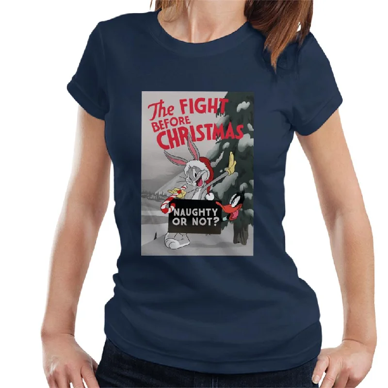 Looney Tunes Christmas Bugs Bunny The Fight Before Xmas Women's T-Shirt Mesh Blend Leather Blend Suede Blend Looney Tunes Christmas Bugs Bunny The Fight Before Xmas Women's T-Shirt Mesh Blend Leather Blend Suede Blend