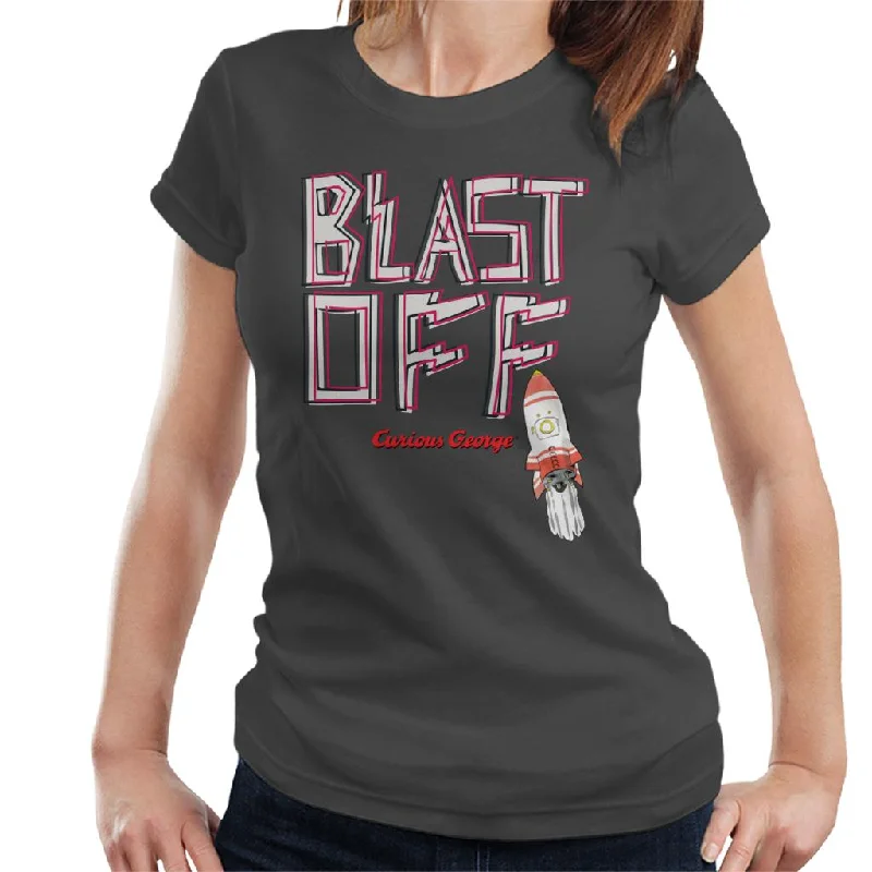 Curious George Blast Off Rocket Women's T-Shirt Layered Multi-layer Single Layer