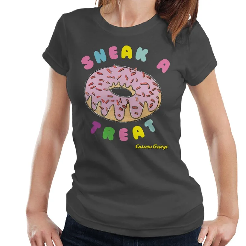 Curious George Sneak A Treat Donut Women's T-Shirt Casual Formal Business