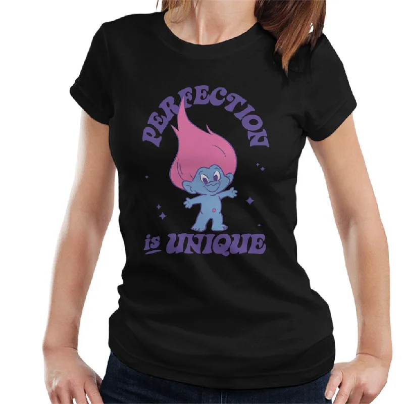 Trolls Perfection Is Unique Women's T-Shirt Notch Collar Peter Pan Collar Cowl Neck