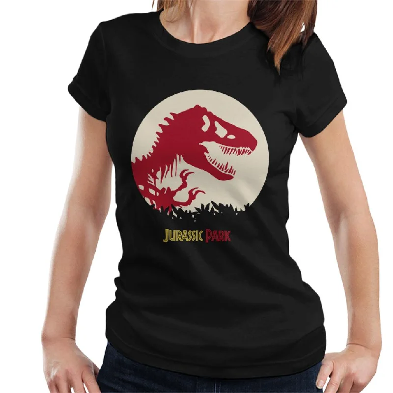 Jurassic Park Red Silhouette Women's T-Shirt Wool Fabric Cashmere Fabric Tweed Fabric