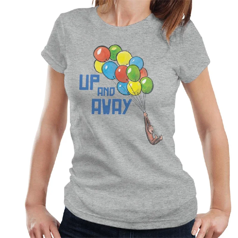 Curious George Up And Away Balloons Women's T-Shirt Boxy Fit Fitted Loose