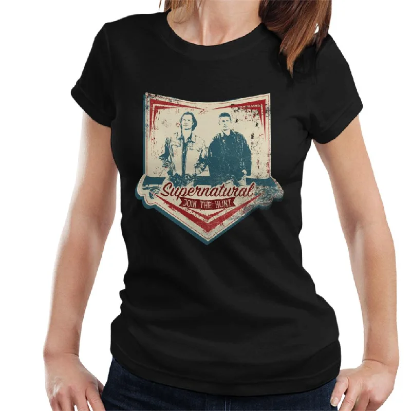Supernatural Join The Hunt Sam And Dean Women's T-Shirt Fitted T-Shirt Seamless Stretchy