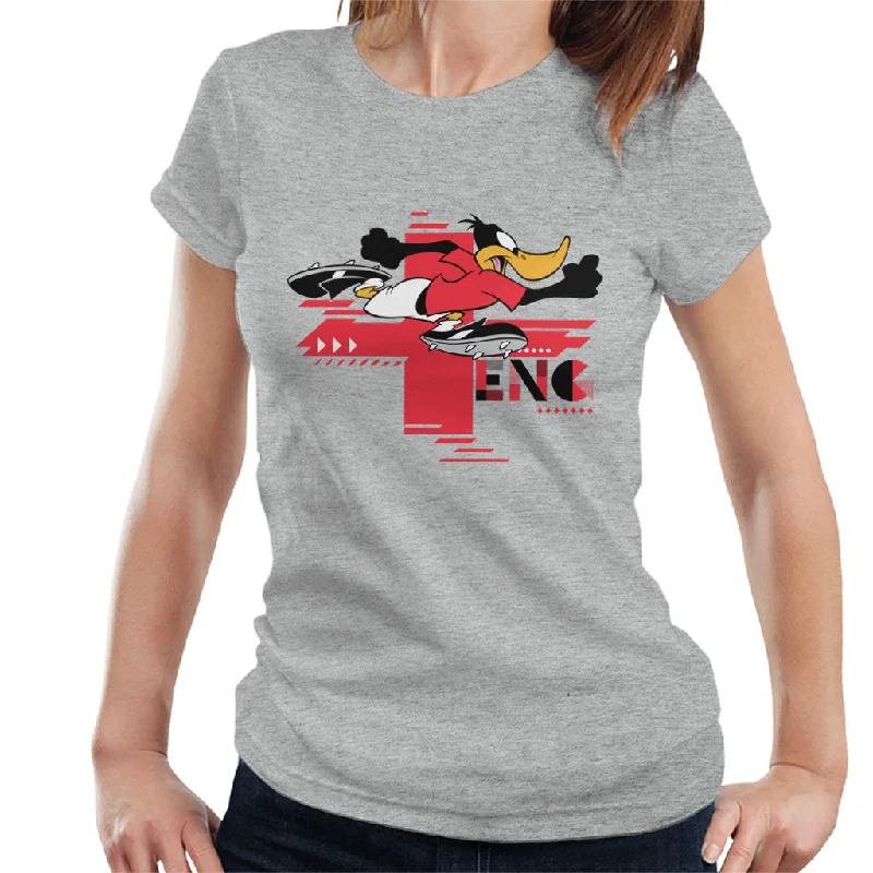 Looney Tunes Football Daffy Duck For England Women's T-Shirt Sequined Glittery Shiny