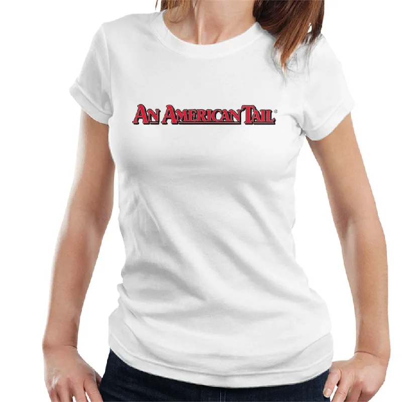 An American Tail Classic Red Text Logo Women's T-Shirt Lace Blend Ribbed Blend Corduroy Blend