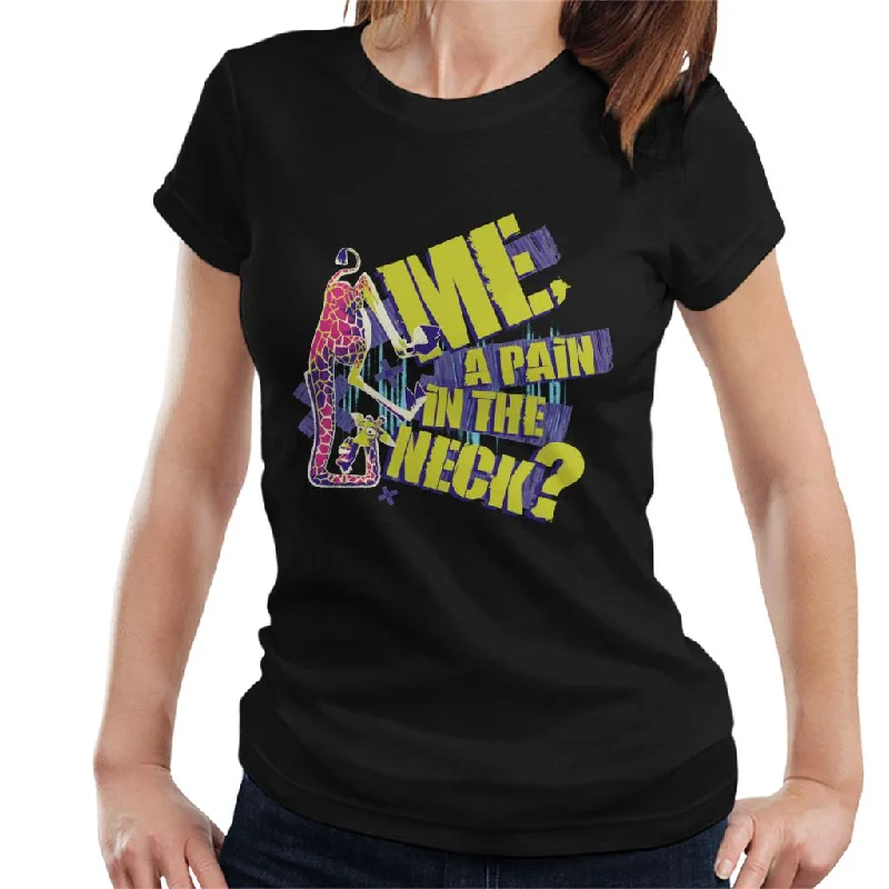Madagascar Melman Me A Pain In The Neck Women's T-Shirt Striped Floral Plaid