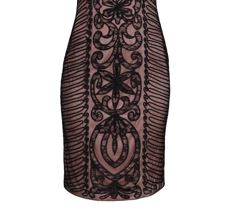 Embroidered Swirl Party Dress In Black Rose Mermaid Tail Wedding
