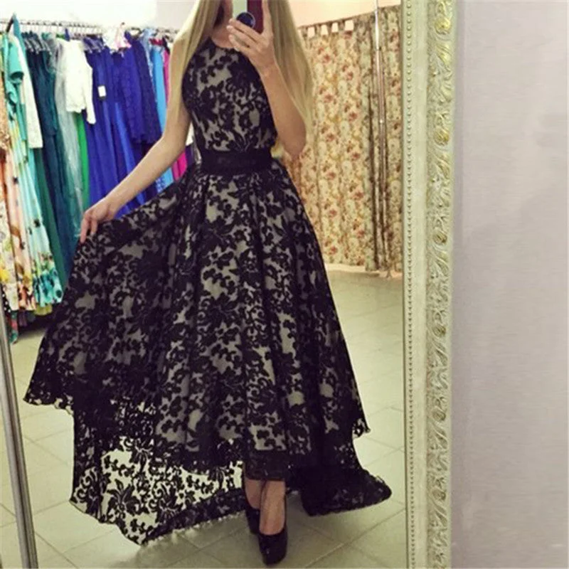 Black And White Dress Women Sleeveless Prom Ball Party Dresses Long Maxi Lace Dress Halter Neckline Beach
