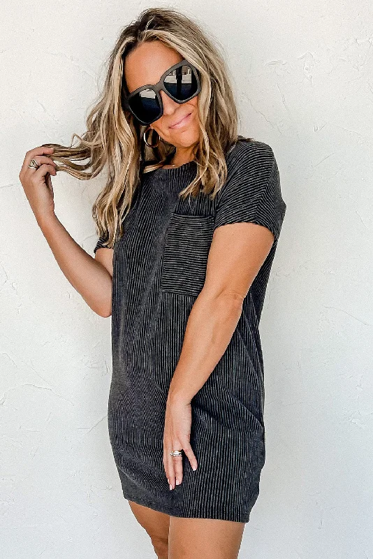 Charcoal Ribbed Knit Dress Tunics Exclusive limited