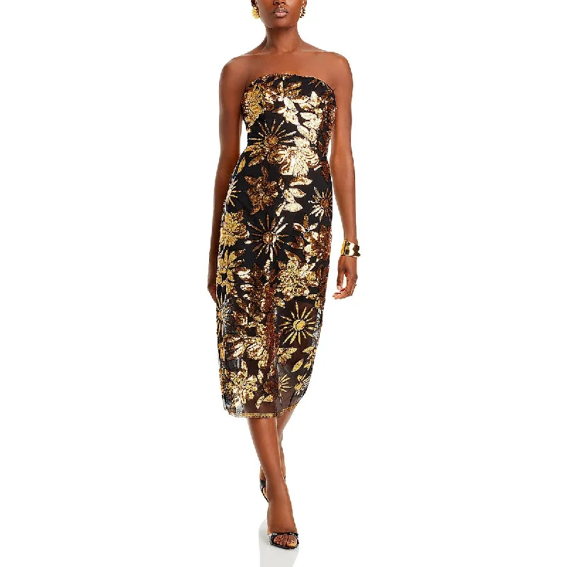 Womens Sequined Corset Seamd Cocktail And Party Dress Pencil Length Work