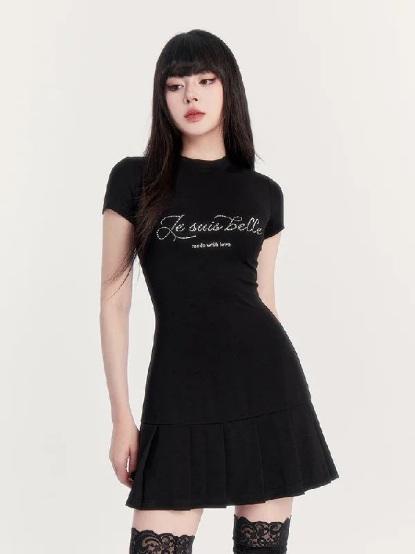 Dark Style Rhinestone Letter Dress VOC0191