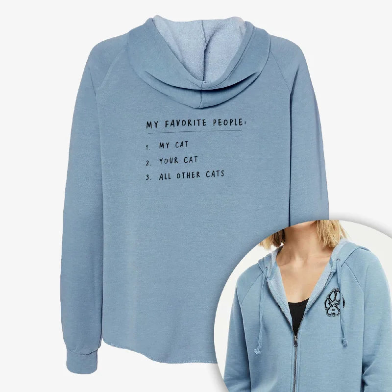My Favorite People: Cats - Women's Cali Wave Zip-Up Sweatshirt Hoodie Jacket Zipper Layering