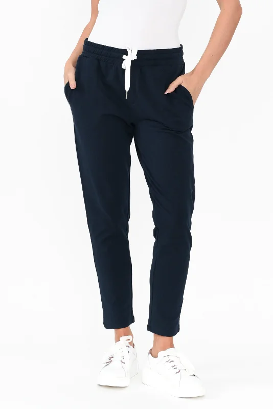 Lobby Navy Cotton Relaxed Pants Comfy Athletic Pants