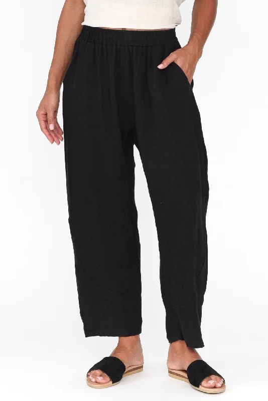 Ataya Black Linen Pants Chic Checkered Pants