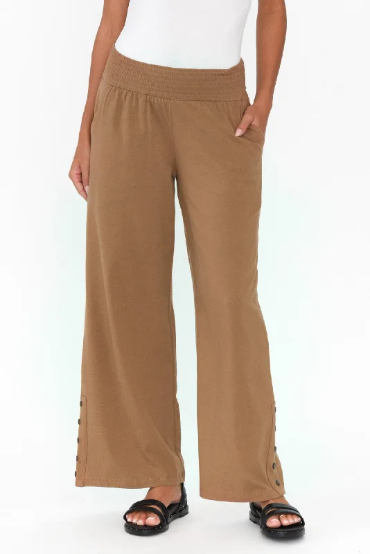 Angelica Mocha Cotton Shirred Pants Chic Black Leggings