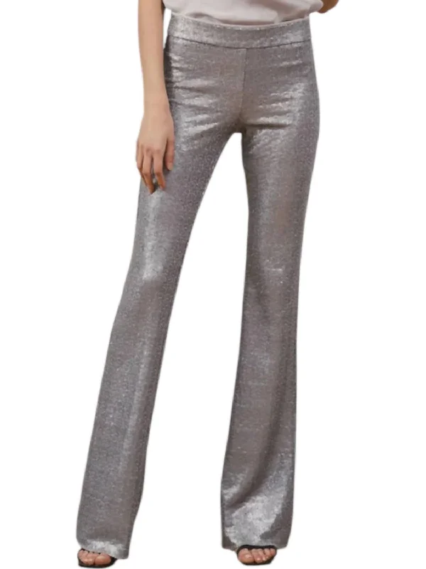 Bellini Sequin Pants In Silver Classic Flared Pants