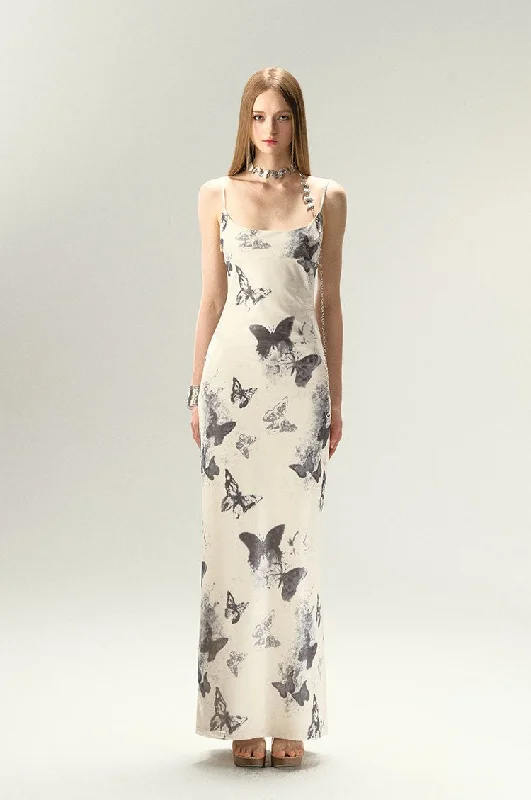 Slim Butterfly Slit Dress 4MU0017