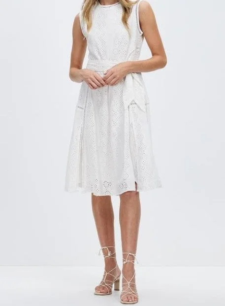Woman Embroidery White Cotton Fashion Casual Party Dress by Kaja Clothing - White Embroidery Alsha Tunics Occasion special
