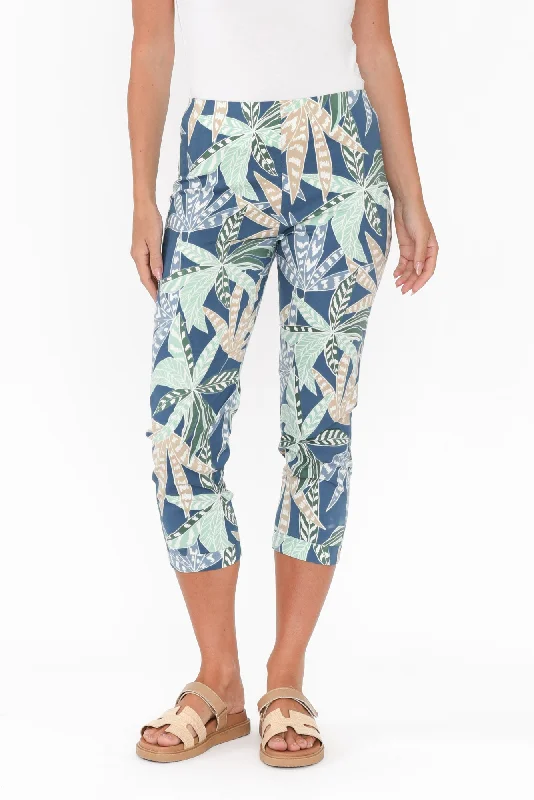 Caven Green Leaf Cotton Capri Pants Classic Chino Pants