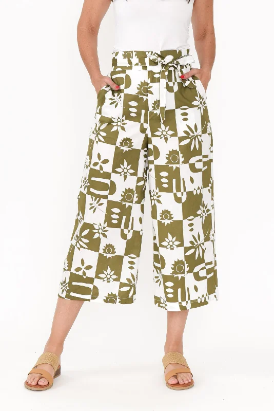 Cabo Khaki Tile Cotton Pants Fashionable Tapered Leg Pants