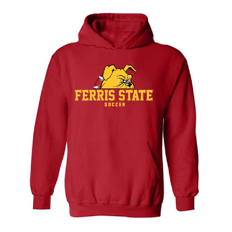 Ferris State - NCAA Women's Soccer : Isabella Baron - Classic Shersey Hooded Sweatshirt Hoodie with Color Block Contrast Stylish