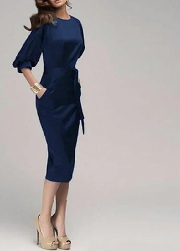 Women Spring Autumn Work Office Dress Half Sleeve O Neck Elegant Ladies Bodycon Bandage Slim Party Dress Vestidos Mermaid Tail Wedding