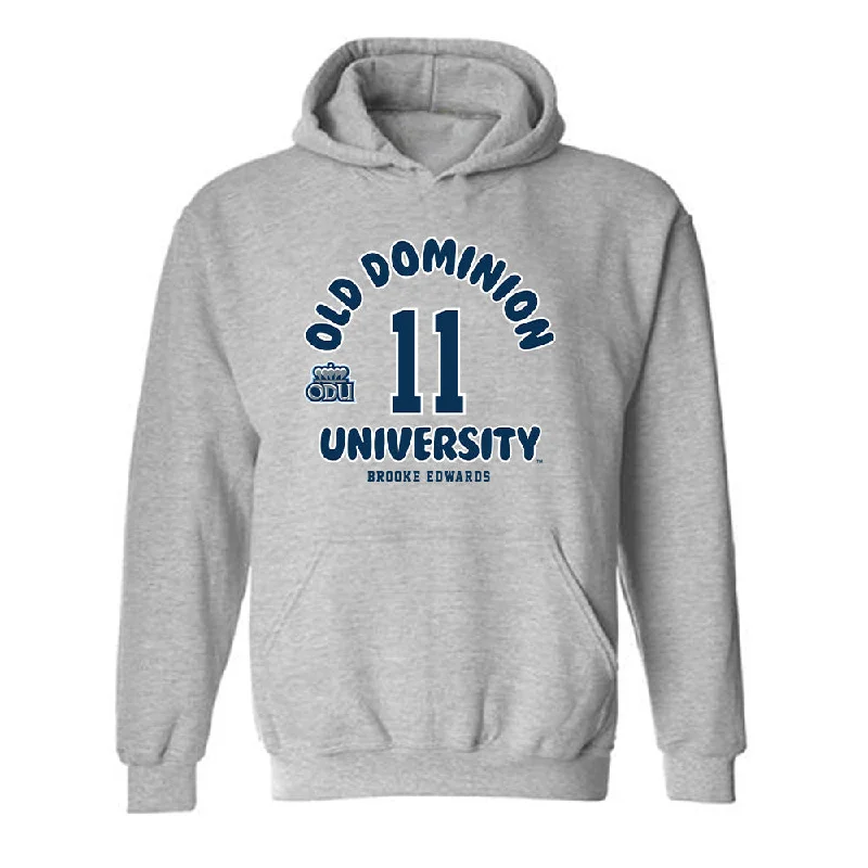 Old Dominion - NCAA Women's Soccer : Brooke Edwards - Fashion Shersey Hooded Sweatshirt Hoodie with Hidden Zipper Minimalist Clean