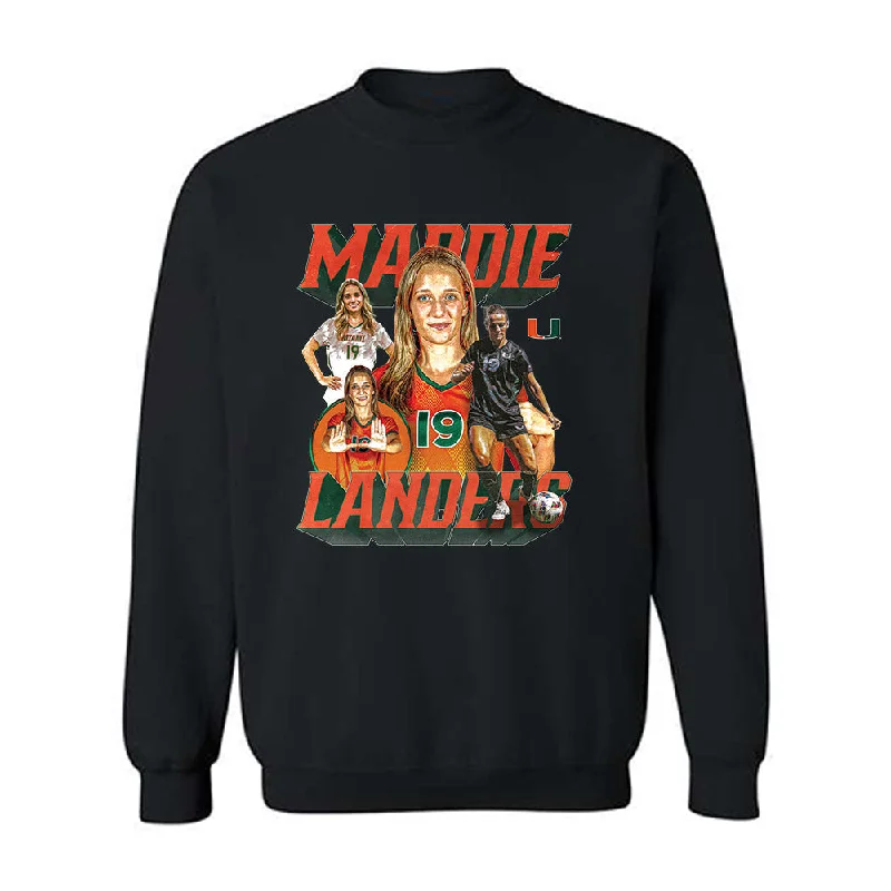 Miami - NCAA Women's Soccer : Madison Landers - Crewneck Sweatshirt Hoodie with Raw Hem Edgy Unfinished
