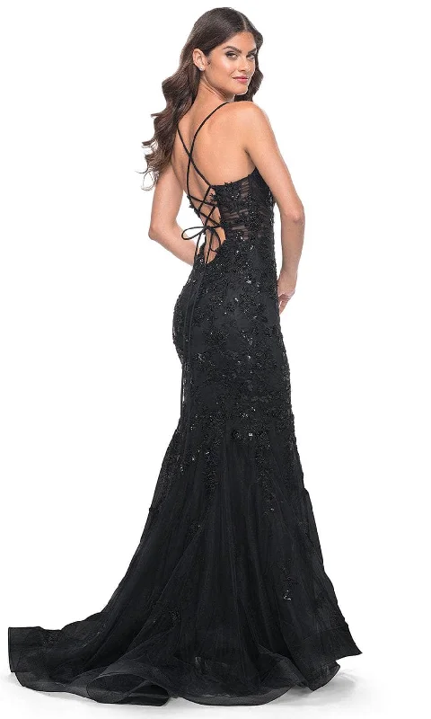 La Femme 32033 - Embellished V-Neck Prom Dress Tunics Stylish modern