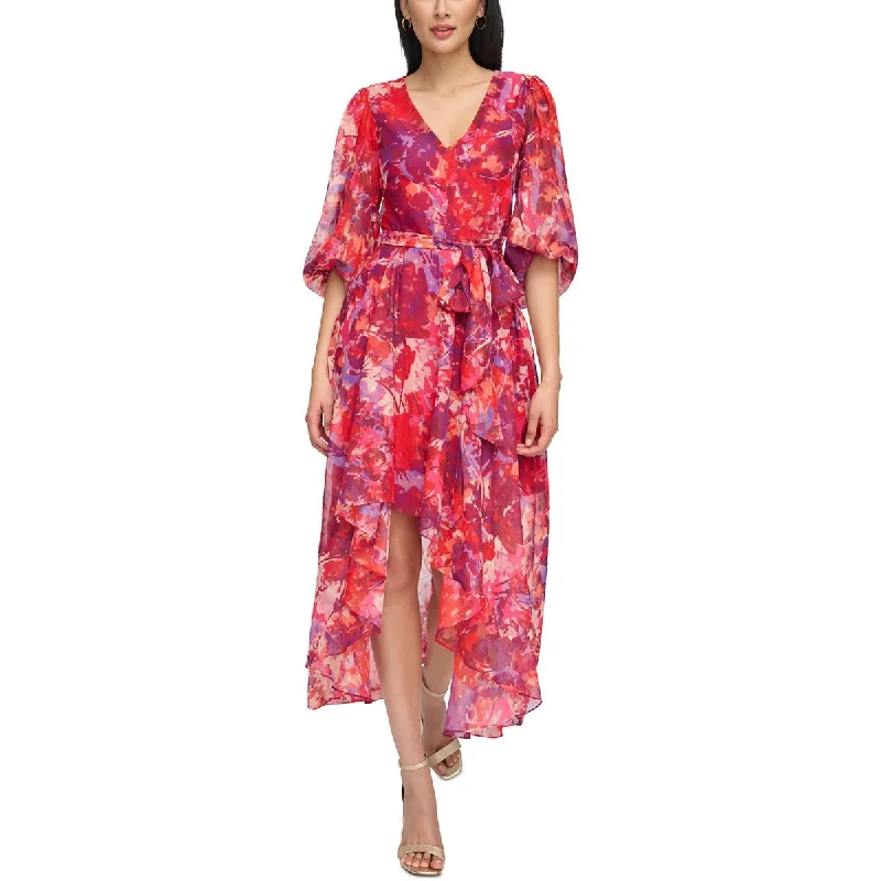 Womens Metallic Hi-Low Cocktail And Party Dress Tunics Modern contemporary