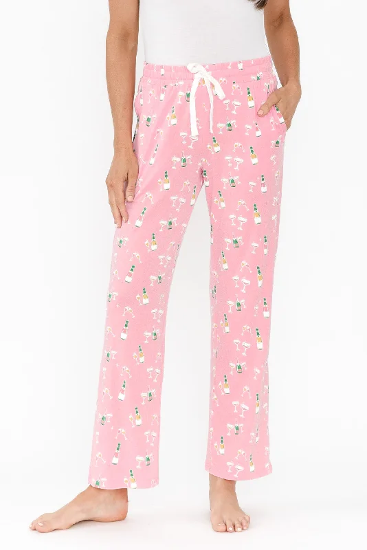 Corten Pink Champagne Bamboo Pyjama Pants Chic Black Leggings