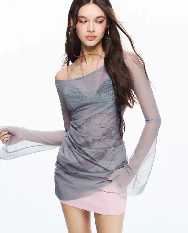 Ocean Jellyfish Print Design French Tube Dress/Top IAM0001