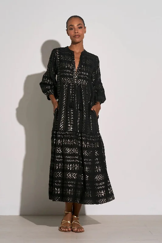 Elan Maxi Aztec Dress in Black
