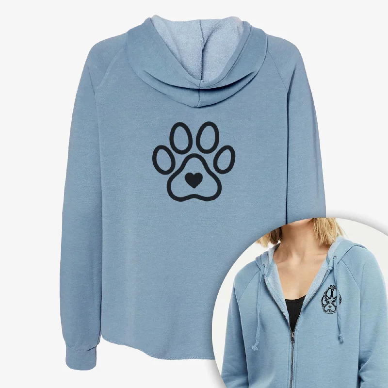 Paw with Heart - Women's Cali Wave Zip-Up Sweatshirt Hoodie Dress Longline Feminine