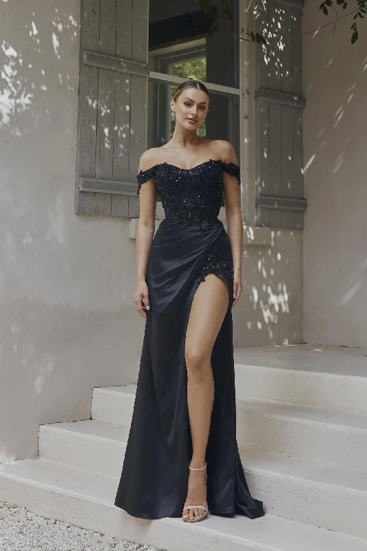 Elyssa Off-shoulder Lace Corset Evening Dress – PO2320