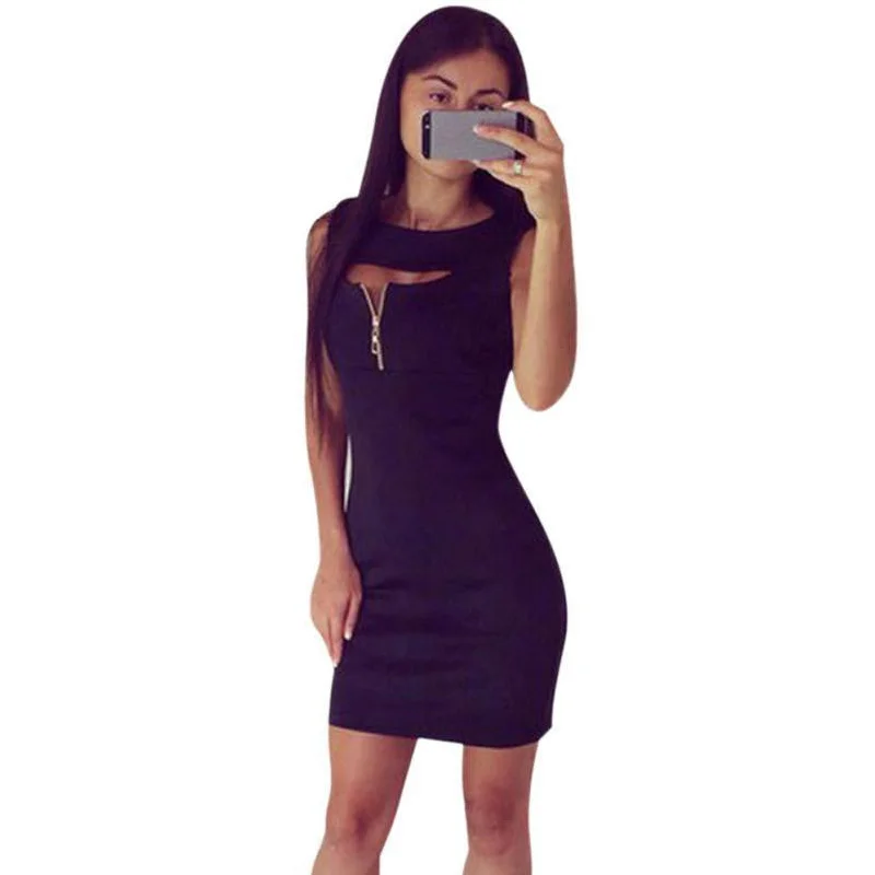 Women Slim Pencil Dress Fashion Lady Sleeveless Package Hip Mini Dresses Women's Casual Summer Party Dress Vestidos Square Neckline Feminine