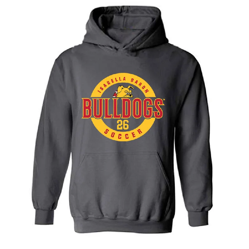 Ferris State - NCAA Women's Soccer : Isabella Baron - Classic Fashion Shersey Hooded Sweatshirt Hoodie with Monochrome Minimalist Simple