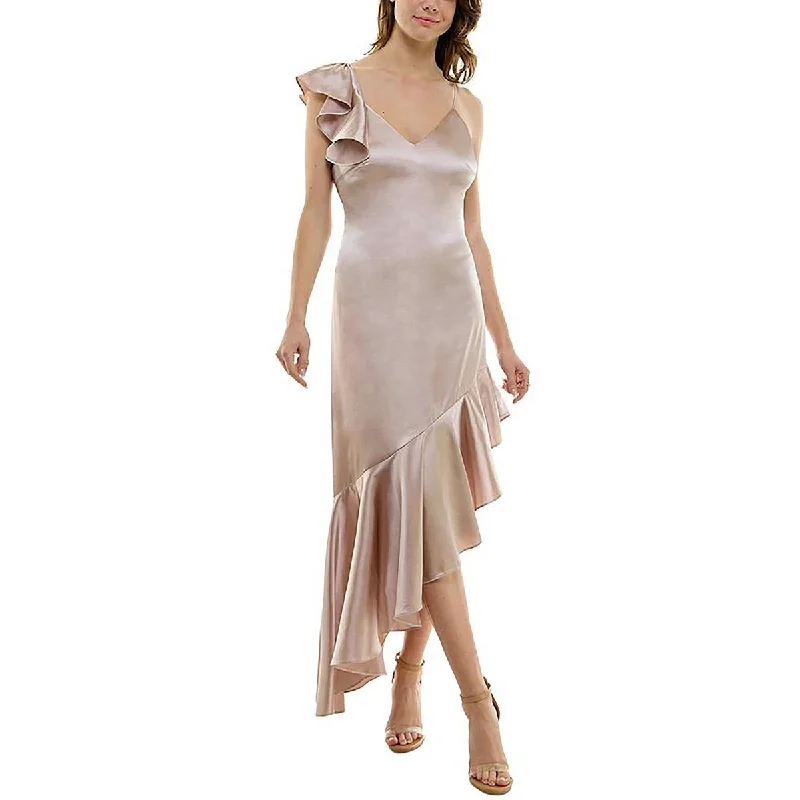 Womens Hi-Low Adjustable Straps Cocktail And Party Dress Tunics stripes playful
