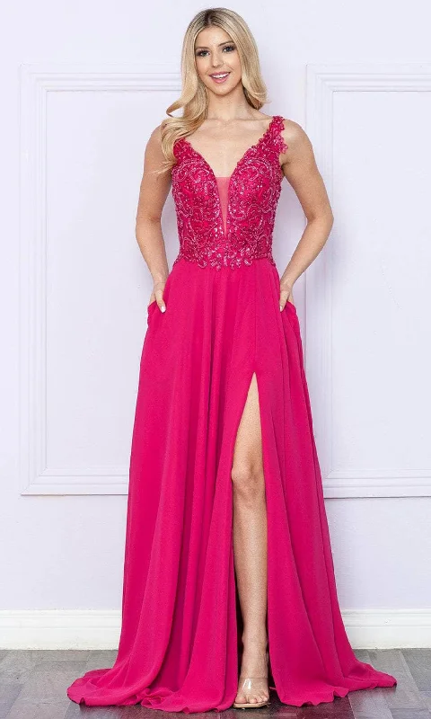 Poly USA 9366 - Plunging A-Line Prom Dress Tunics Short Trendy