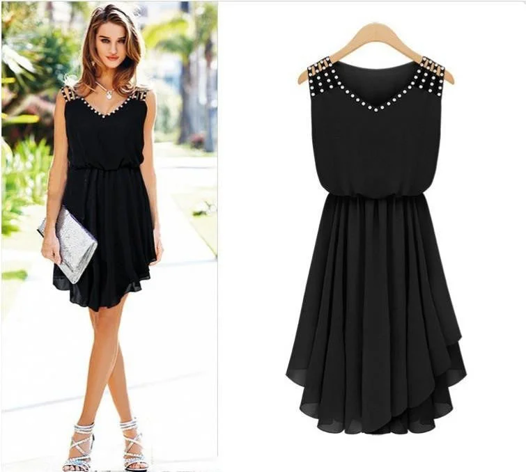 Summer Dress Plus Size Black Elegant Party Dresses Chiffon Bodycon Beach Dress Sundress Celebrity Tunics Satin smooth
