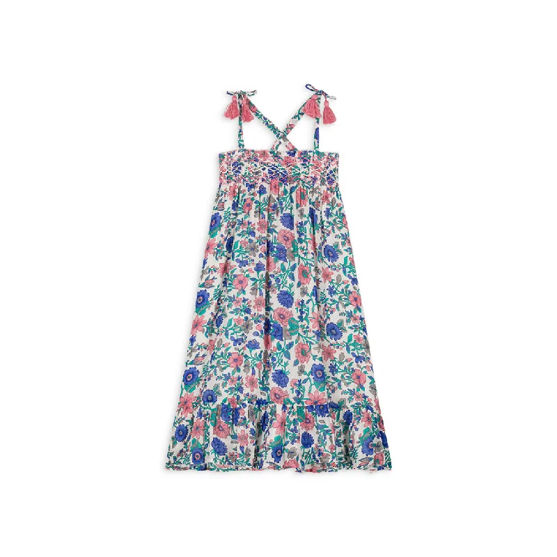 Louise Misha Dress Marceline Printed Cotton Gauze Blue Summer Meadow