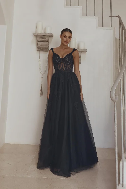 Maeve Sheer Lace Corset Formal Dress – PO2317