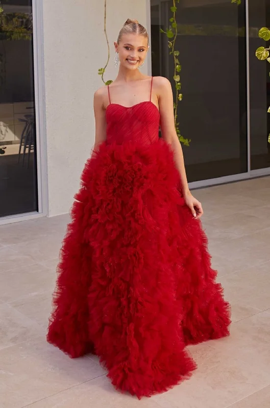 Devere Ruffled Tulle Formal Dress
