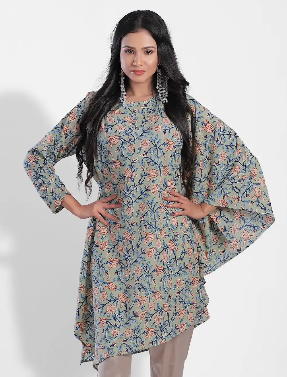 Printed Kaftan With Zardozi Pant Casual Plaid Pants